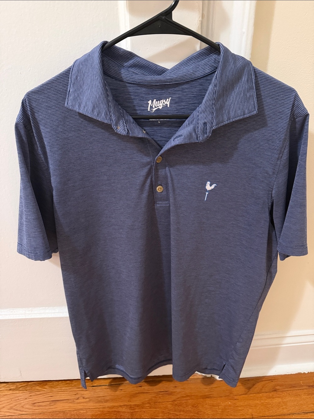 Mugsy Men's Striped Navy Polo Shirt